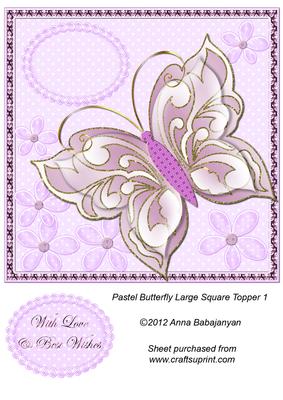 Pastel Butterfly Large Square Topper 1