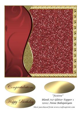 Festive Blank 7x7 Glitter Topper 1