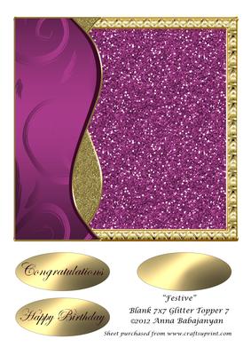 Festive Blank 7x7 Glitter Topper 7