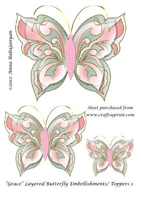 Grace Layered Butterfly Embellishments/ Toppers 1