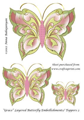 Grace Layered Butterfly Embellishments/ Toppers 2