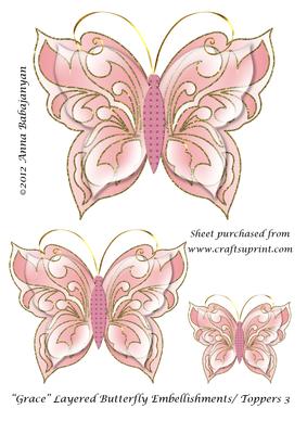 Grace Layered Butterfly Embellishments/ Toppers 3