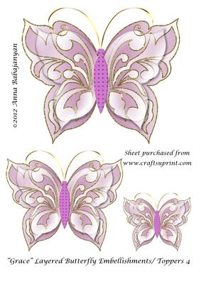 Grace Layered Butterfly Embellishments/ Toppers 4