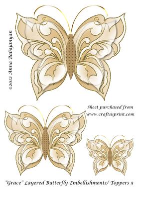 Grace Layered Butterfly Embellishments/ Toppers 5