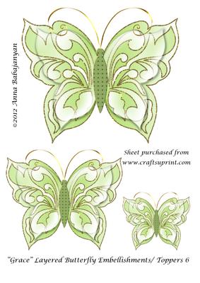 Grace Layered Butterfly Embellishments/ Toppers 6