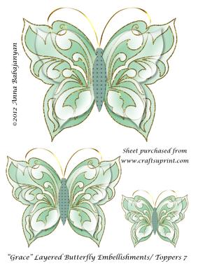 Grace Layered Butterfly Embellishments/ Toppers 7