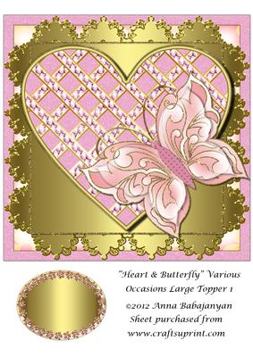 Heart & Butterfly Various Occasions Large Topper 1