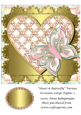 Heart & Butterfly Various Occasions Large Topper 2