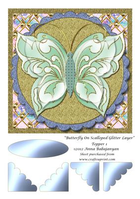 Butterfly on Scalloped Glitter Layer Topper 1