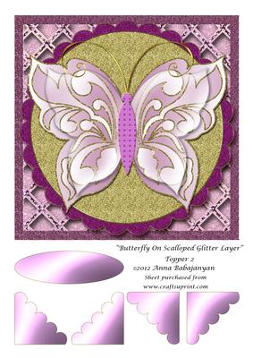 Butterfly on Scalloped Glitter Layer Topper 2