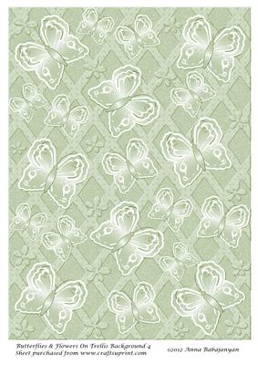 Butterflies & Flowers on Trellis Background 4