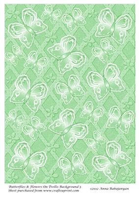 Butterflies & Flowers on Trellis Background 5