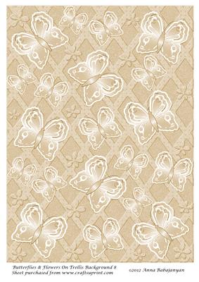 Butterflies & Flowers on Trellis Background 8