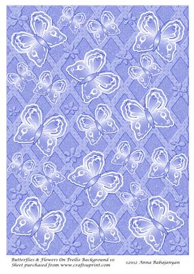 Butterflies & Flowers on Trellis Background 10