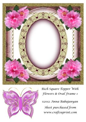 Rich Square Topper with Flowers & Oval Frame 1