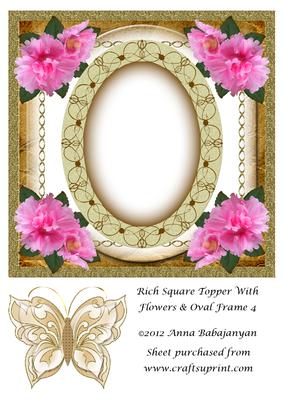 Rich Square Topper with Flowers & Oval Frame 4
