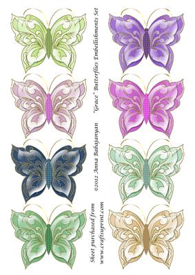 Grace Butterflies Embellishments Set