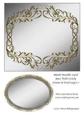 Blank Metallic Card Base with Swirly Frame & Oval Layer 7