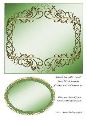 Blank Metallic Card Base with Swirly Frame & Oval Layer 10