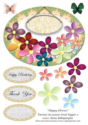 Happy Flowers Various Occasions Oval Topper 2