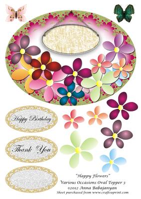 Happy Flowers Various Occasions Oval Topper 3