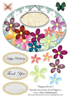 Happy Flowers Various Occasions Oval Topper 4