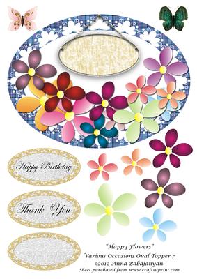 Happy Flowers Various Occasions Oval Topper 7