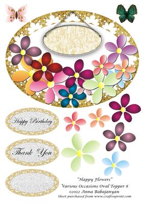 Happy Flowers Various Occasions Oval Topper 8