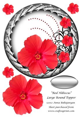 Red Hibiscus Large Round Topper