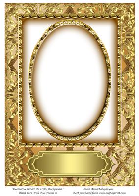 Decorative Border on Trellis Background Blank Card with Oval
