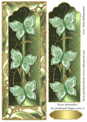 Grace Butterflies Dl Bookmark Topper 3 (set 3)