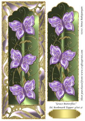 Grace Butterflies Dl Bookmark Topper 4 (set 3)