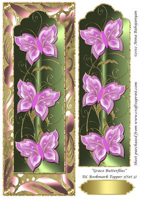 Grace Butterflies Dl Bookmark Topper 5 (set 3)