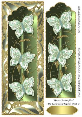 Grace Butterflies Dl Bookmark Topper 6 (set 3)