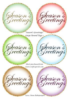 Seasons Greetings Large Round Tags 1