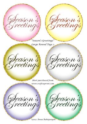 Seasons Greetings Large Round Tags 2