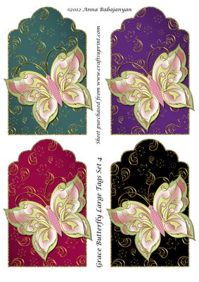 Grace Butterfly Large Tags Set 4