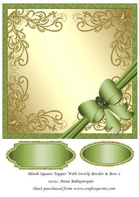 Blank Square Topper with Swirly Border & Bow 5