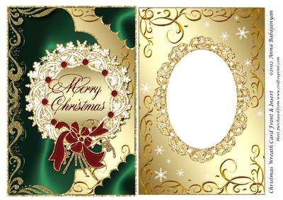 Christmas Wreath Card Front & Insert