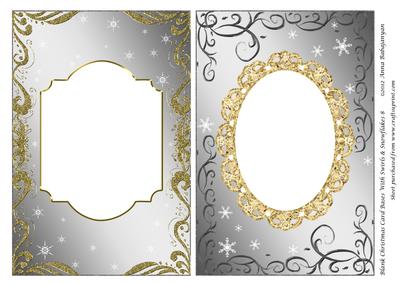 Blank Christmas Card Bases with Swirls & Snowflakes 8