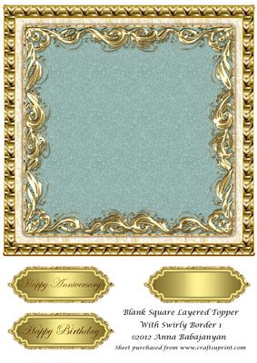 Blank Square Layered Topper with Swirly Border 1