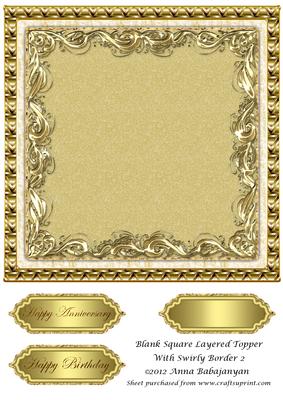 Blank Square Layered Topper with Swirly Border 2