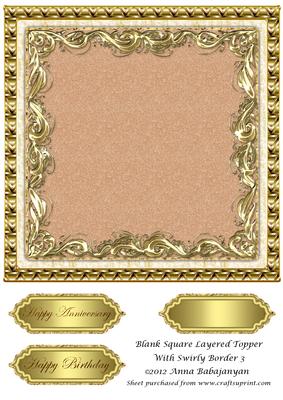 Blank Square Layered Topper with Swirly Border 3