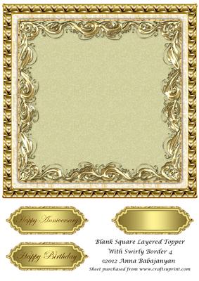 Blank Square Layered Topper with Swirly Border 4