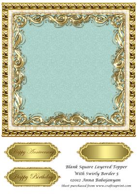 Blank Square Layered Topper with Swirly Border 5