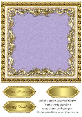 Blank Square Layered Topper with Swirly Border 6