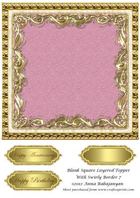 Blank Square Layered Topper with Swirly Border 7
