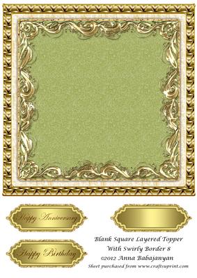 Blank Square Layered Topper with Swirly Border 8