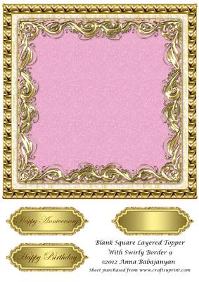 Blank Square Layered Topper with Swirly Border 9