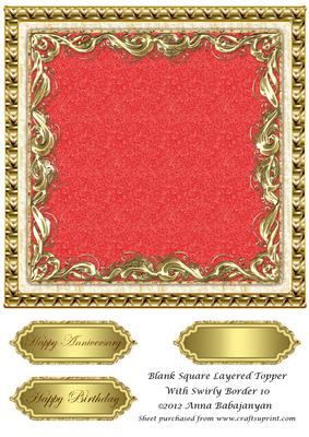 Blank Square Layered Topper with Swirly Border 10